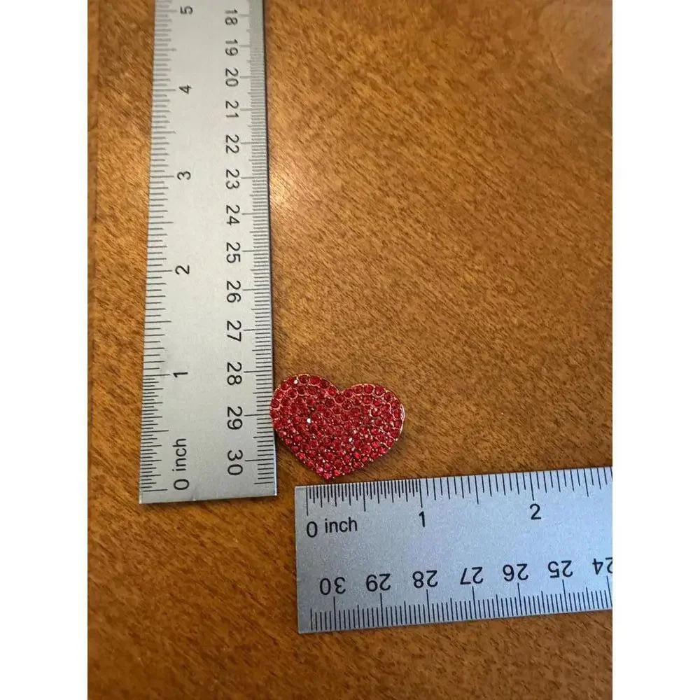 Red Heart-Shaped Rhinestone Pin Brooch
